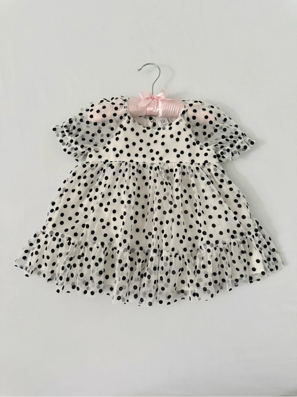 GAP 6-12m White Dress with Black Polka Dots